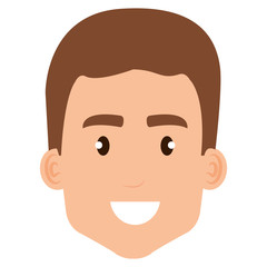 young man head avatar character vector illustration design