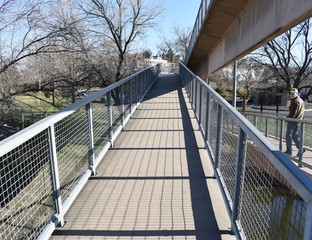 Pedestrian bridge walkway path over river in Lewiston, Idaho