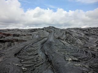 Rugged black lava rock formation Hawaii volcano national park