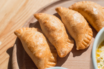 A delicious empanadas with chicken meat, typical dish of Argentinean cuisine