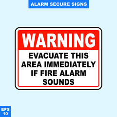 Emergency alarm and security alert signs in vector style version, easy to use and print