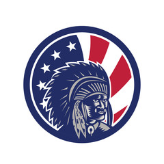 Native American Indian Chief USA Flag Icon