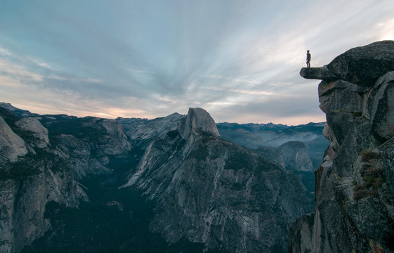 Perhaps the best view of glacier point where this unknown adventurer dares to stand on the edge of a precipice