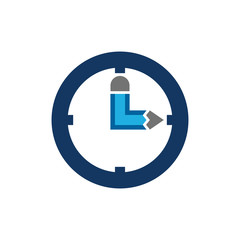 Fototapeta premium Time Pencil Logo Icon Design