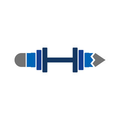 Barbell Pencil Logo Icon Design