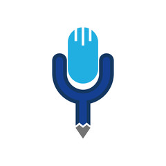 Fototapeta premium Podcast Pencil Logo Icon Design