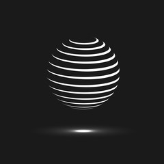 Abstract sphere icon. Vector design with twirl line