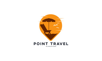 Beach logo designs concept vector, Travel Point logo with beach chairs symbol