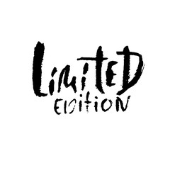 Limited edition. Ink handwritten lettering. Modern dry brush calligraphy. Typography poster design. Vector illustration.
