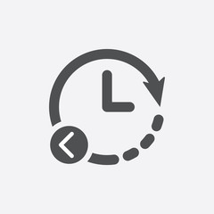 Restore Clock vector icon. Backward arrow left