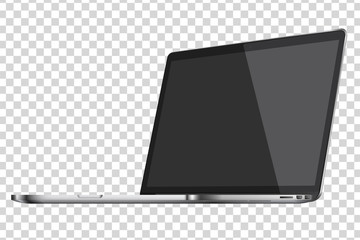 Modern glossy laptop isolated on transparent background. Vector illustration. - obrazy, fototapety, plakaty