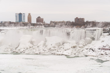 Niagara Falls in Winter with snow and ice