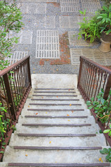 Concrete stairs of vintage building.