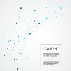 Vector molecule background and blue connection dots and lines