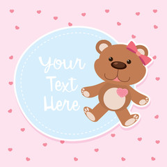 Obraz na płótnie Canvas Border template with cute teddybear