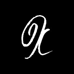 Letter X. Handwritten by dry brush. Rough strokes textured font. Vector illustration. Grunge style elegant alphabet.