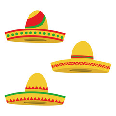 Sombrero, a set of Mexican sombrero. The cap of a Mexican.