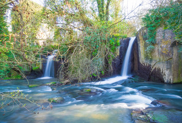 Obraz premium Waterfalls of Monte Gelato in the Regional park of Valle del Treja (Mazzano Romano, province of Rome, Italy)