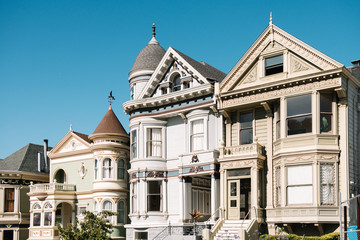 Fototapeta na wymiar Postcard Row, the classic house at Alamo street in San Francisco.