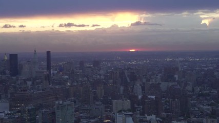 New York City aerial view of Manhattan at sunsrise from the Meatpacking District.