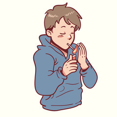 Man in hoodie smoking