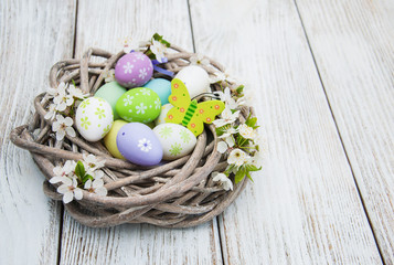 Easter eggs and spring  blossom
