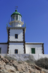 Fototapeta na wymiar Leuchtturm, Kap Akrotiri, bei Faros, Santorin, Kykladen, Ägäis, Mittelmeer, Griechenland, Europa