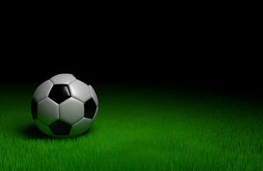 Fototapeta premium A footbal placed on the green grass. 3D Illustration or rendered.