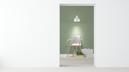 Interior connecting wall empt simple space and work space background - 3d rendering minimal japanese