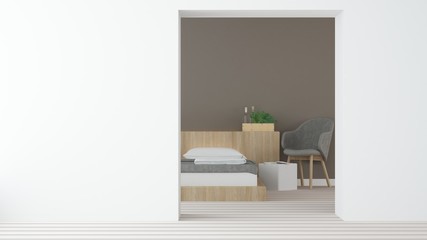 Bedroom Interior Japanese minimal style -3D rendering decoration	