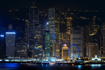 Hong Kong Victoria Harbor night view in earth hour