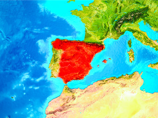Spain in red on Earth