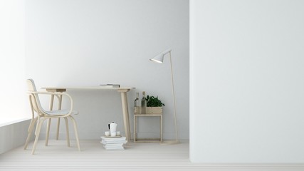 Fototapeta na wymiar Work space interior background in hotel - 3d rendering minimal japanese 
