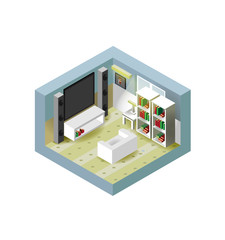 Isometric style home indoor interior exterior open transparent ceiling, Creative architecture info graphic