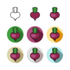 Beetroot icons set in flat style. Beetroot vector editable image, style isolated on white background illustration