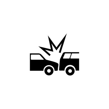 recommend clip art: Crashed Cars. Flat Vector Icon. Simple black symbol on white background