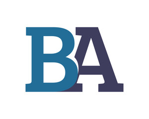 BA blue initial alphabet typography typeface typeset logotype alphabet image vector icon