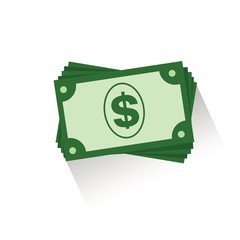 Illustration of stacks of dollars icon isolated on white