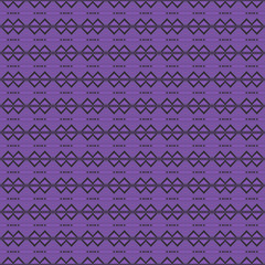 Violet geometric pattern in repeat. Fabric print. Seamless background, mosaic ornament, ethnic style.