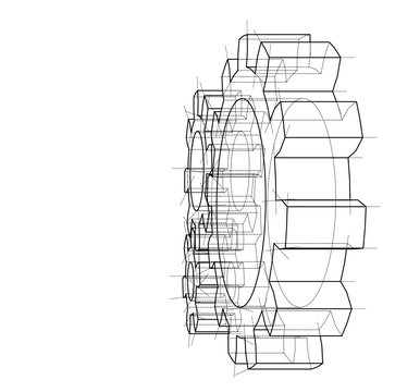 3D gear wheel. Vector