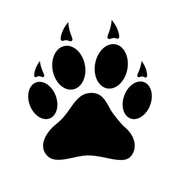 Dog, wolf or fox wild animal footprint imprint flat vector icon for apps and websites