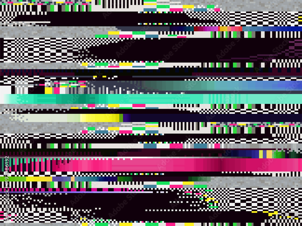 Fototapete glitch computer screen data error fail tv signal