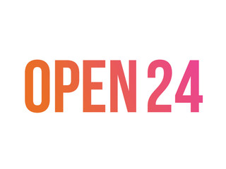 Gradient vector isolated standard font word OPEN 24