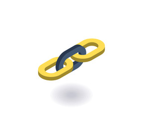 Chain icon, vector illustration in flat isometric 3D style.