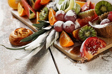  Tray with different fruits