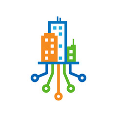 Obraz premium City Digital Logo Icon Design