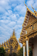 Temple(Wat Chan West) in Beautiful fluffy cloudsat Phitsanulok, Thailand.