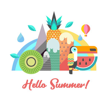 Hello summer. Vector illustration.