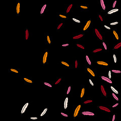 Colorful feathers. Prints of Colored feathers Design for Goods for Pets. Simple Pattern for Print, Logo or Poster. Vector Confetti Background.