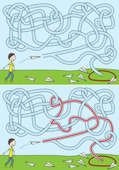 Paper plane maze